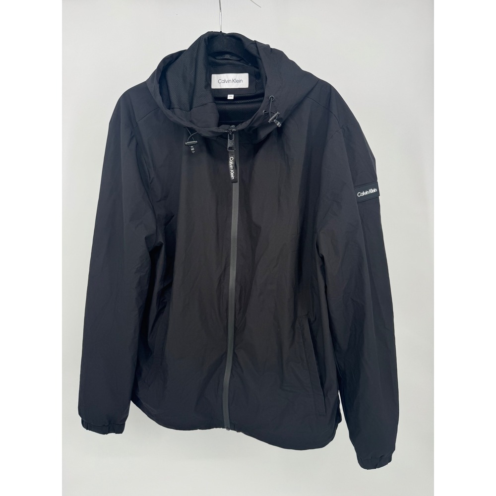 Calvin Klein Men's Black Hooded Lightweight‎ Zip Up Jacket Lrg